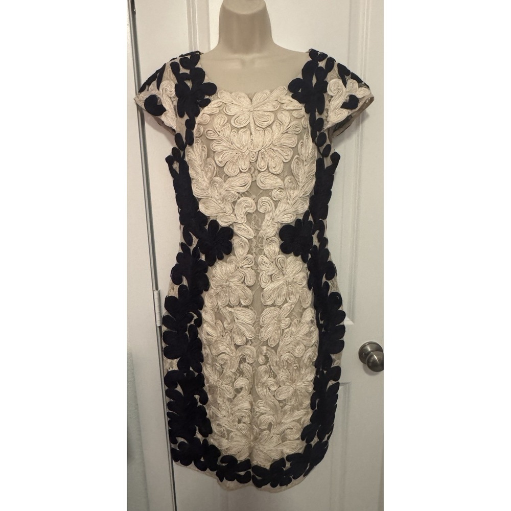 JS Collection TWO-TONE SOUTACHE MIDI Dress,‎ Size 8, Wedding, Party/Cocktail